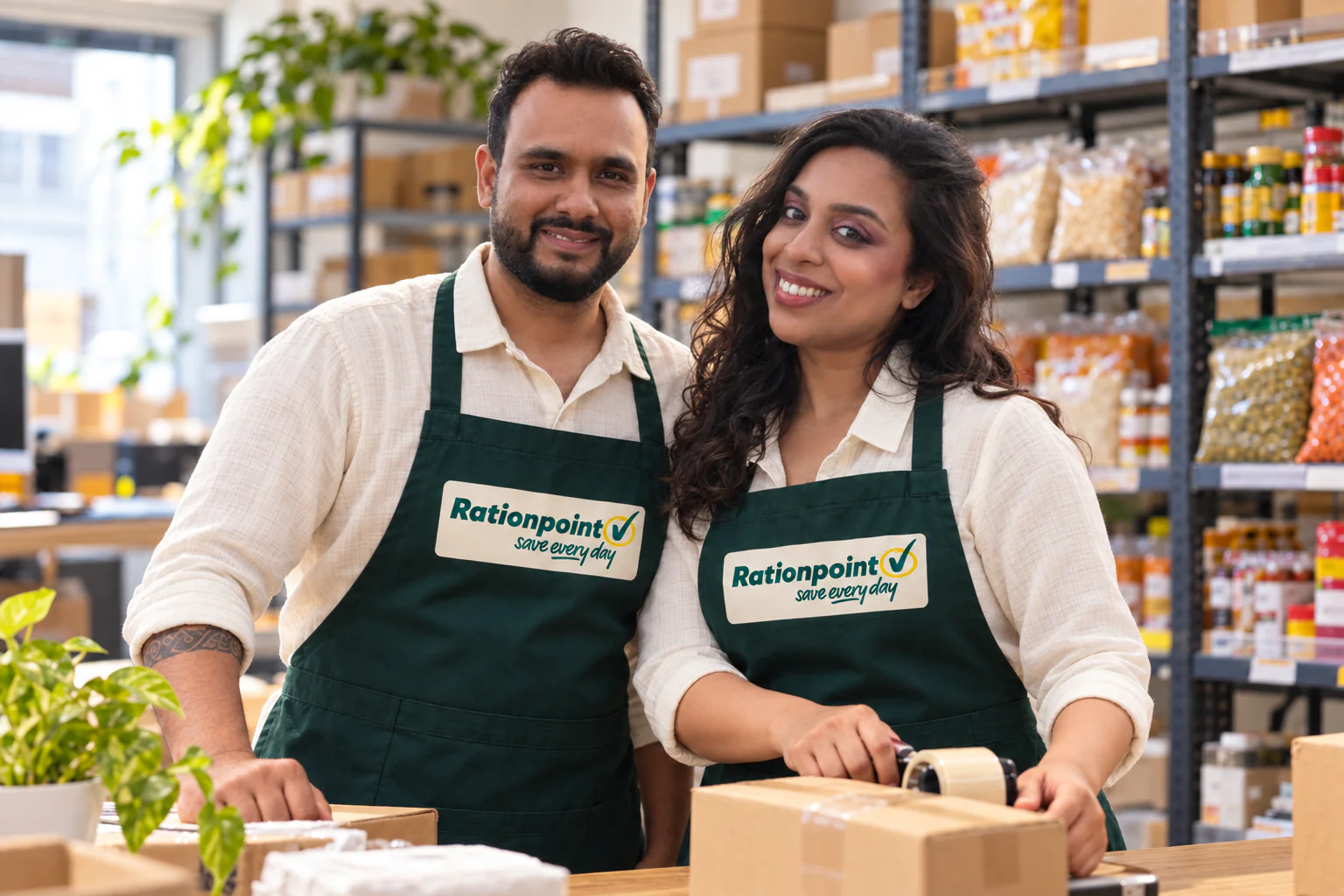 The husband-and-wife team behind RationPoint preparing grocery orders